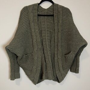Womens Sweater Size Small Sweater Olive Green Oversized Knit Cardigan